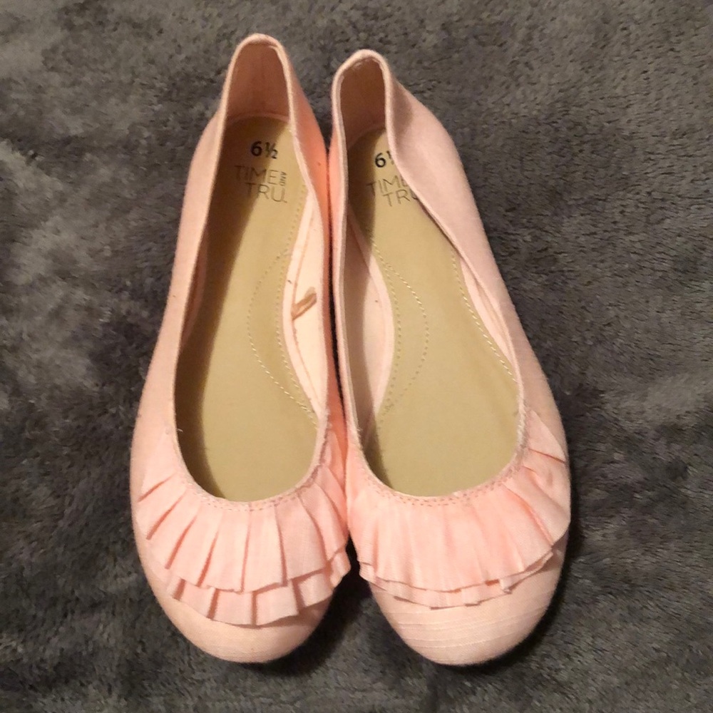 Pink flats with ruffles